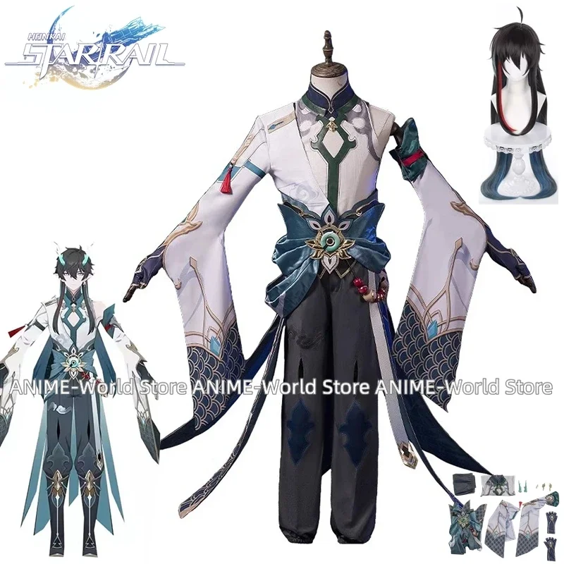 Honkai Star Rail Cold Dragon Young DanHeng Cosplay Costume with Dragon Horn Dan Heng Cosplay Ancient Style Men Suit