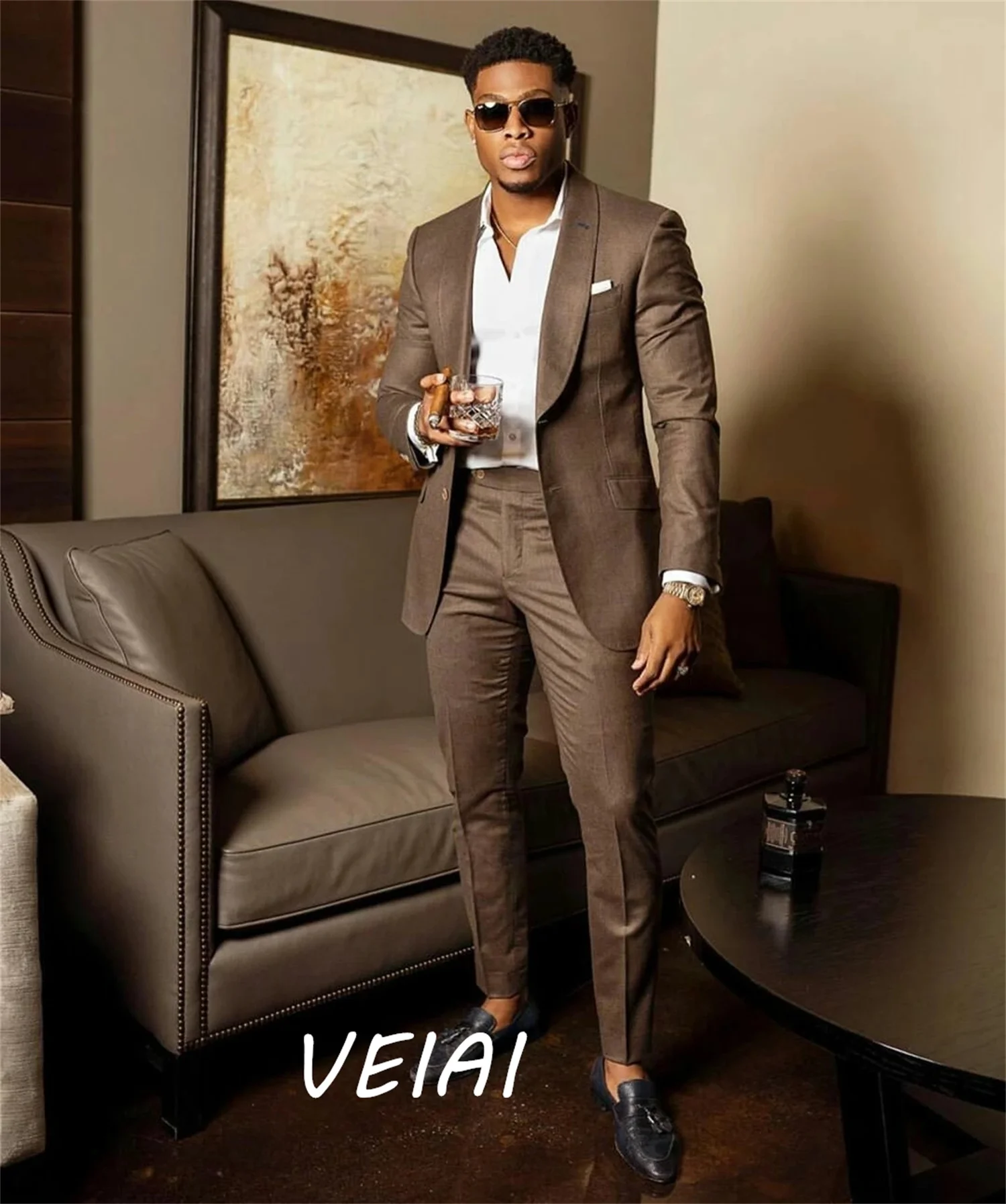 

CustomizedHandsome Men Tuxedo Groom Wear Suits Shawl Lapel Slim Fit High Quality Wedding Business Prom Party Suits 2 Pieces (Jac
