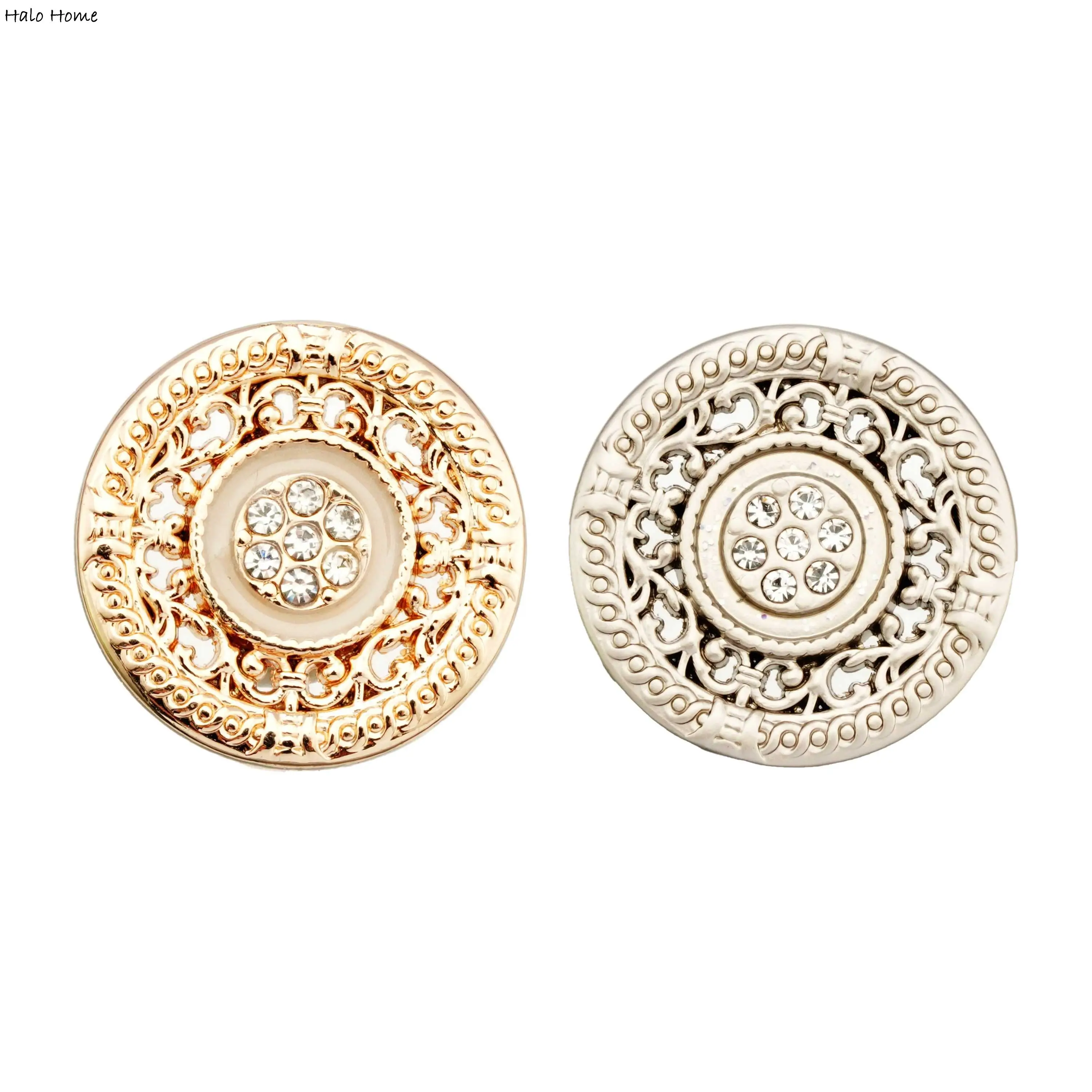 5pcs Vintage Metal Rhinestone Buttons for Sewing and DIY Crafts, Perfect for Coats, Shirts, Blazers, Gold & Silver 18-25mm