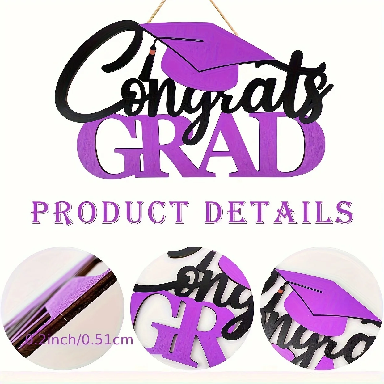 Purple Class of Graduation Decorations Class of 2025, Graduate 2025 Wooden Sign Class of 2025 Photo Booth Props for Congrats