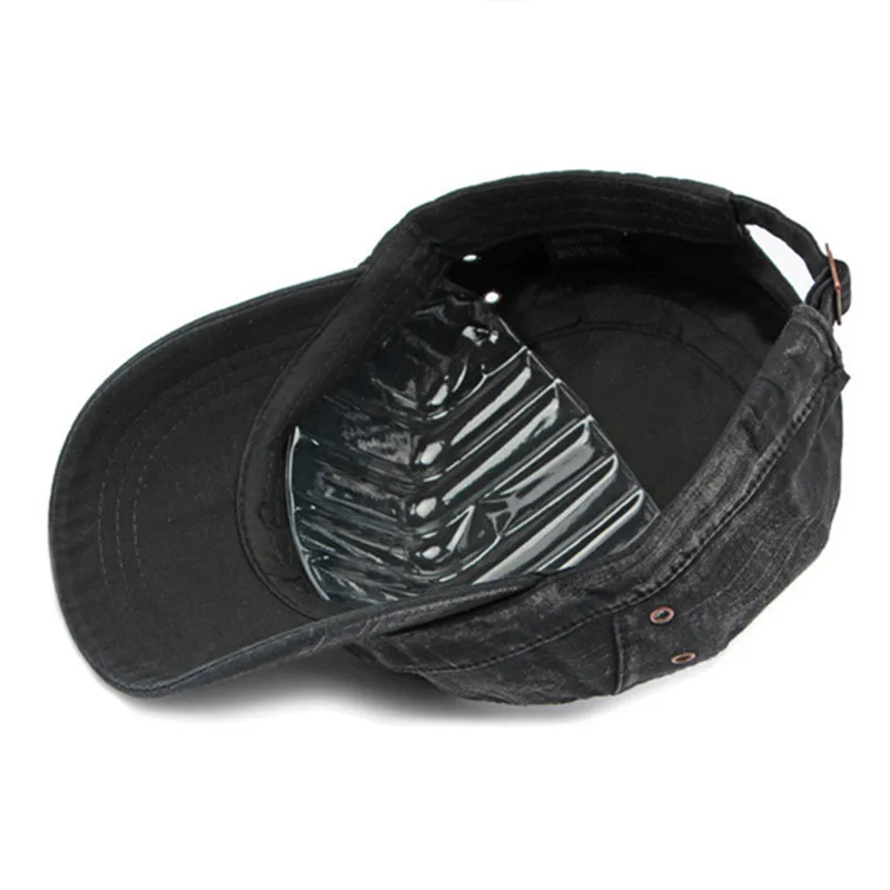 Snapback Cap Flat Caps For Men New Washable Cotton Vintage Military Hats Personality Make Old Retro Men's Camping Fishing Cap 6