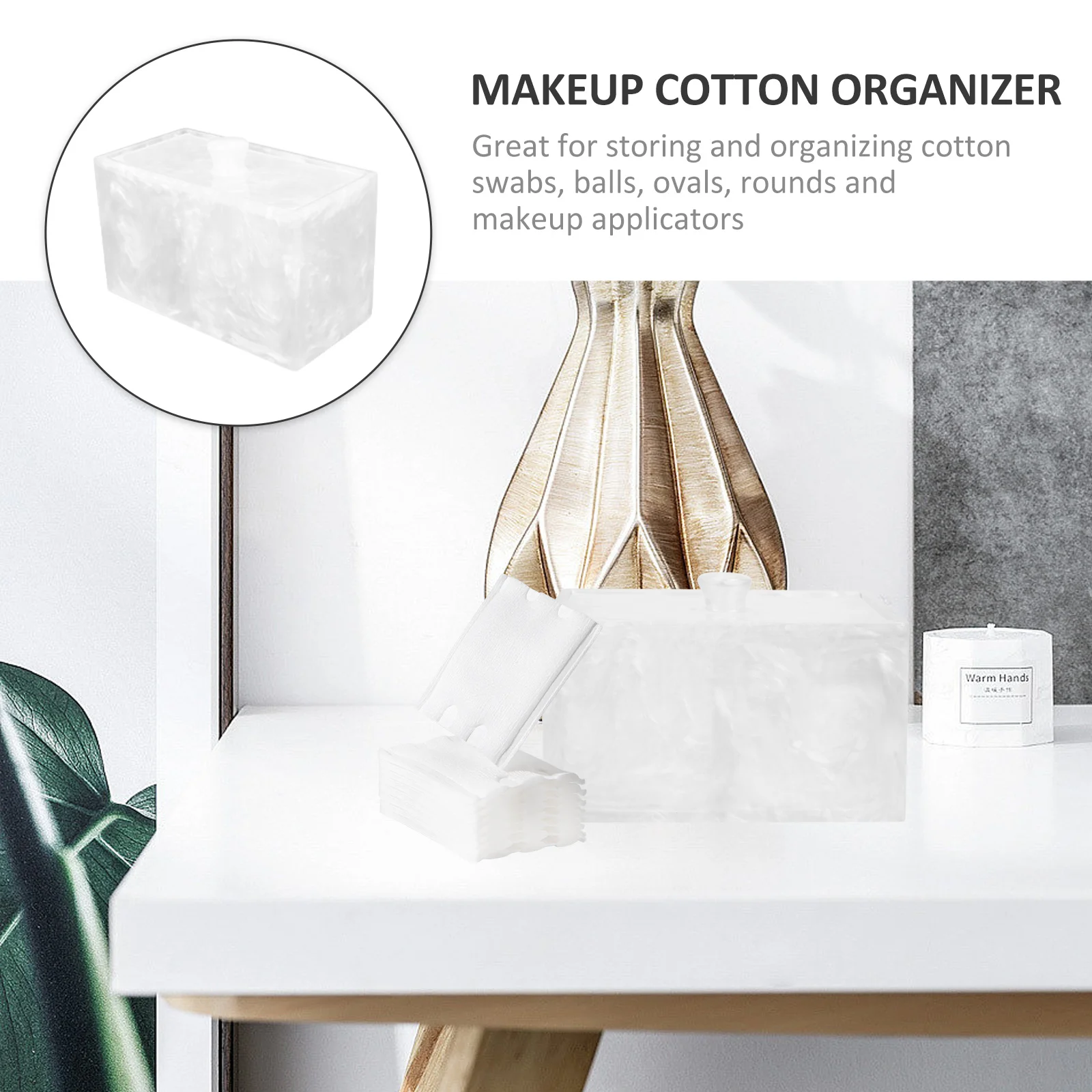 

2-Compartments Cotton Pad Box Dustproof Organizer for Makeup Accessories Tidy Storage Multipurpose Container