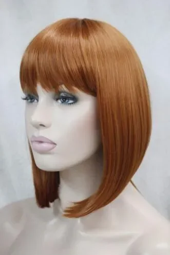 Wholesale Vogue cute BOB orange brown 130A straight short synthetic full women's wigs