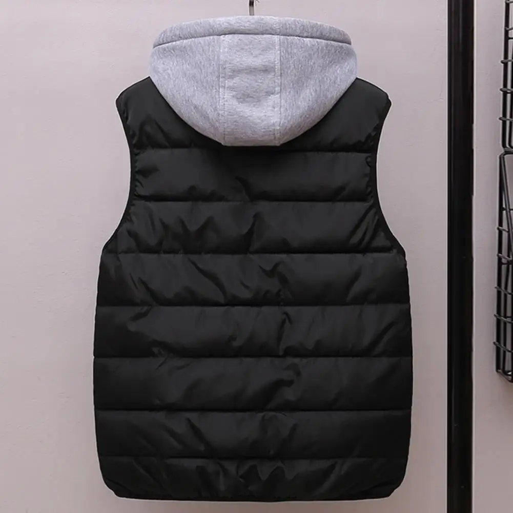 

Autumn Winter New Men's Thicken Hooded Parkas Vest Fashion Solid Sleeveless Jacket Male Outdoor Casual Windproof Warm Vest Coats