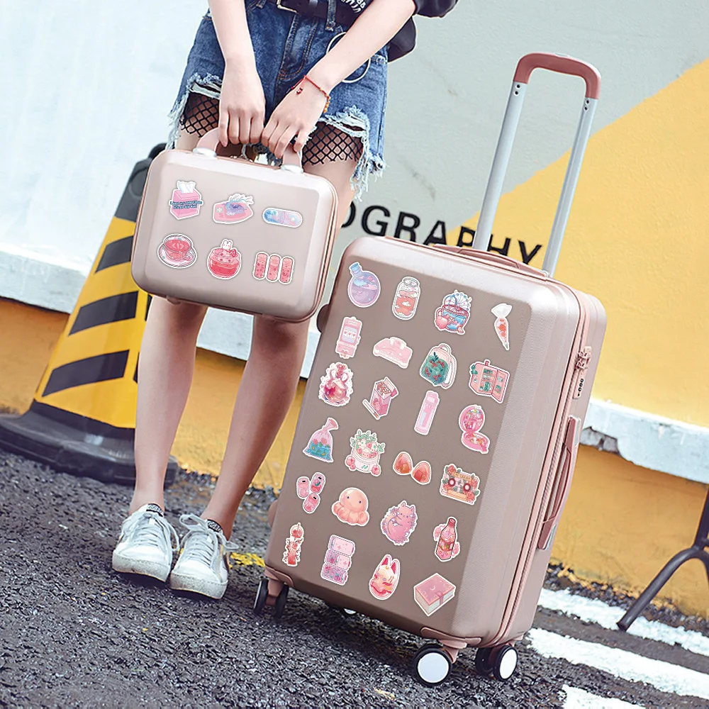 10/30/50PCS Korean INS Style Pink Cartoon Stickers Cute Decals Luggage Skateboard Cute DIY Cool Graffiti Girl Gradient Sticker