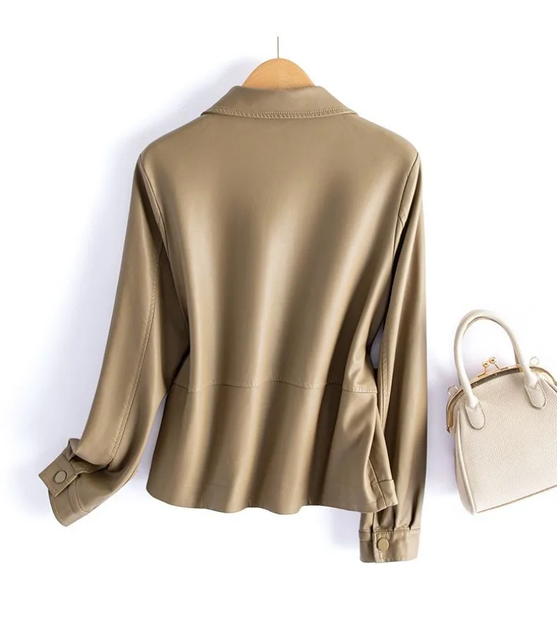 New 2026 Temperament PU Leather Jacket Women's Autumn Lapel Loose Motorcycle Jacket Ladies Casual Female Outwear Overcoat