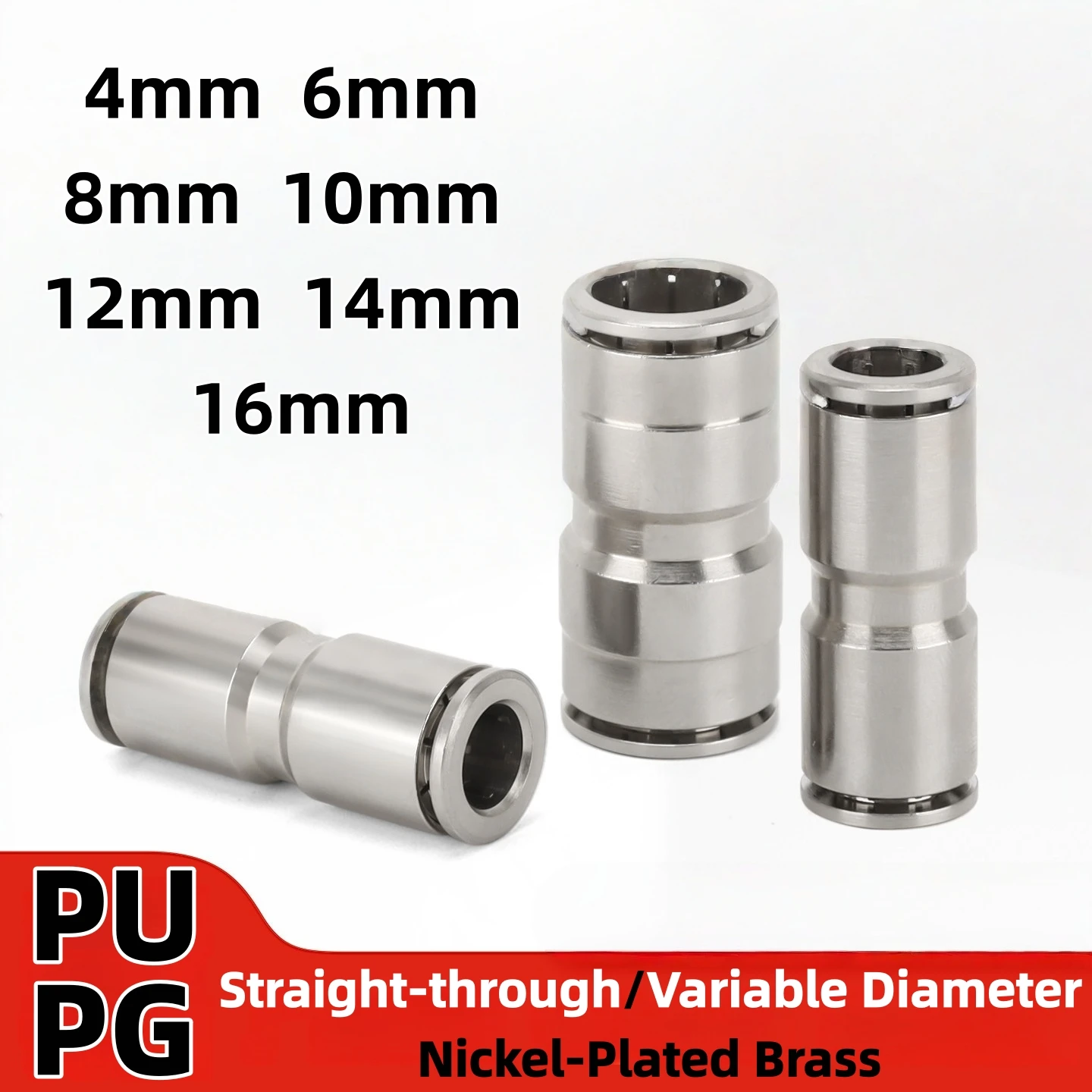 PU PG Brass Metal Pneumatic Quick Coupling 4 6 8 10 12 16mm Apply Air Compressor Hose Connector High Pressure High Temperature