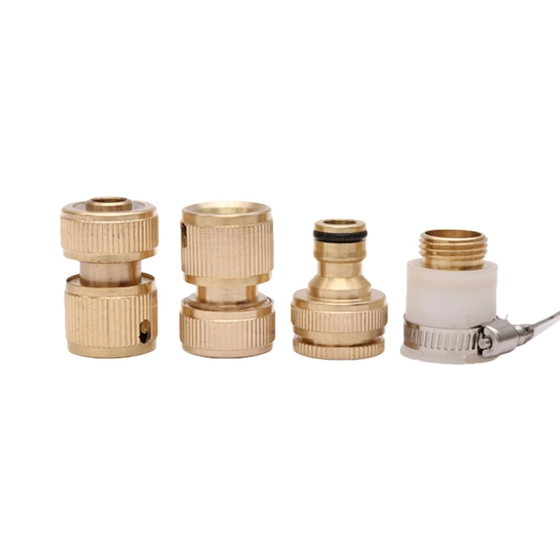 Universal Brass Water Hose Couplers 4Pcs Set Quick Connects Leakproof Fittings For Various Pipe Diameters C5AD