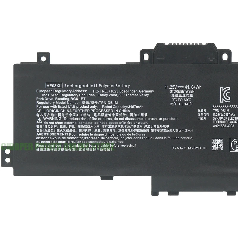 CP Laptop Battery AE03041XL AE03XL 11.25V/41.0Wh/3467mAh For 240 245 250 255 256 G10 14-EP 14-EM 15-FD 15Z-FC 14Z-EM TPN-DB1N