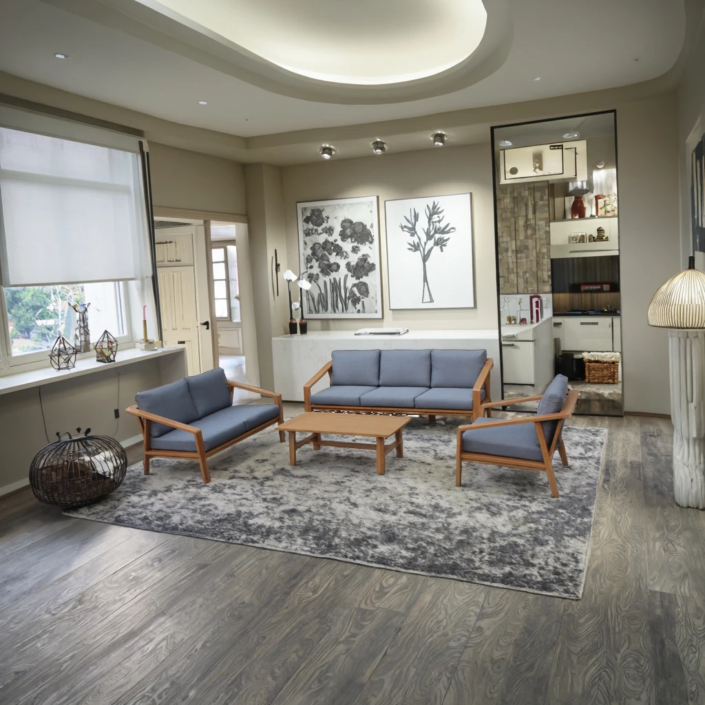 Modern Vintage Rectangle Aluminum Garden Sofa Set with Steady Patio Coffee Tables for Home Furnishing and Living Room Use