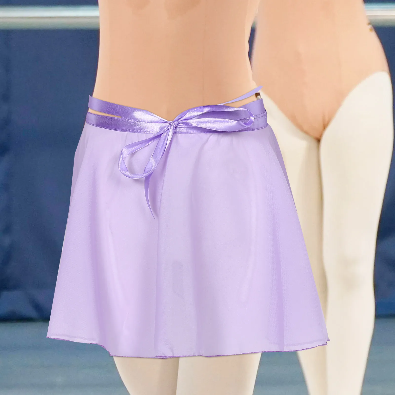 

Girls Ballet Short Skirt Purple Nylon Wrap Tie Waist Lightweight Breathable Tutu Skirt for Dance Practice Ballet Tutu for Girls