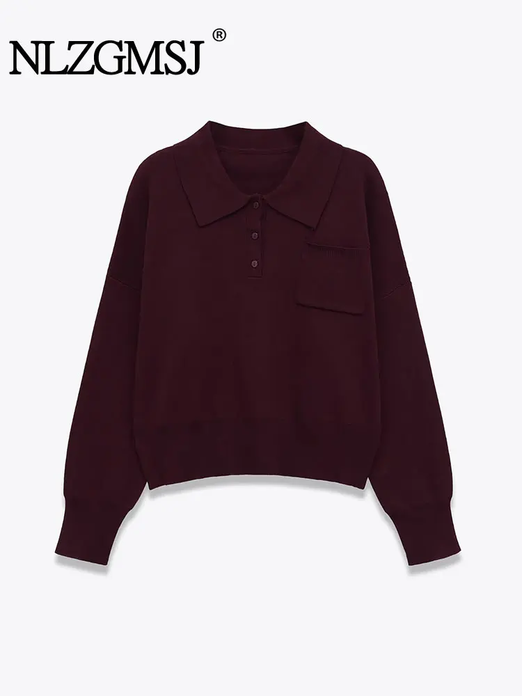 

NLZGMSJ женский осенний вязаный свитер с воротником-поло женские футболки с воротником-поло с длинными рукавами верхняя одежда верхняя женская одежда