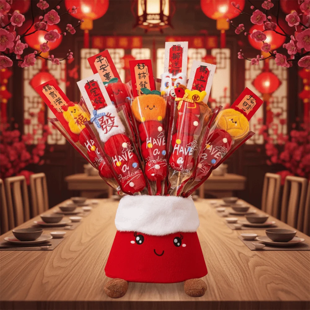 Home Decor Creative New Year Soft Funny Tanghulu Stuffed Red Cute Cartoon Spring Festival