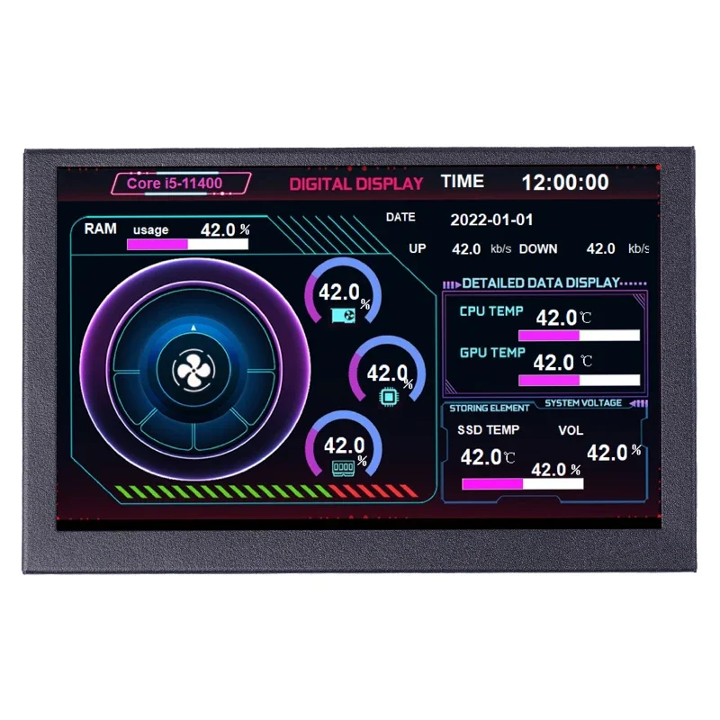 5 Cal ekranu IPS typu C Monitor LCD do komputera wyświetlania dynamicznego wyświetlacza USB ekran obsługujący pionowego swobodnie AIDA64