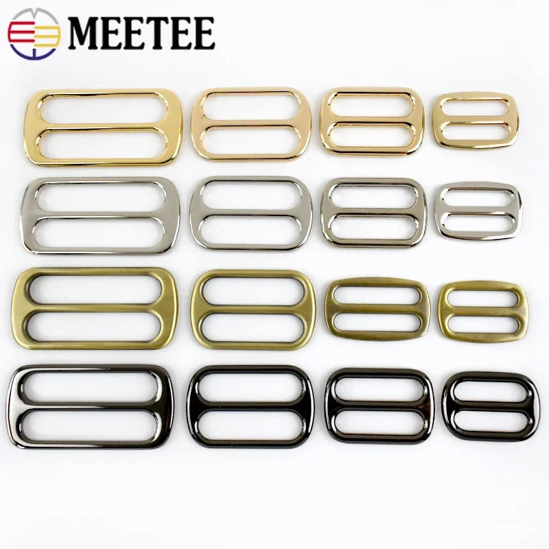 5P Meetee 12-50mm Metal Ring Buckles for Belt Tri-Glide Buckle Handbag Strap Adjuster Clasp Hook Clothes Slider Hooks Accessory