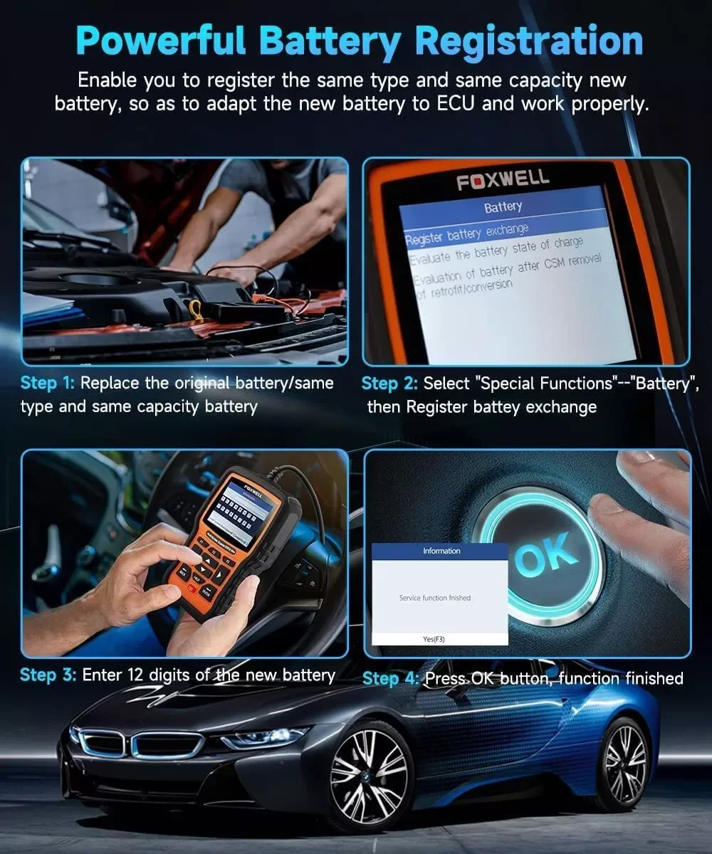 Foxwell NT510 Elite Wireless For BMW All System ABS SRS DPF TPMS OBD2 Diagnostic Scanner OBD2 Automotive Bi-directional Diagnost