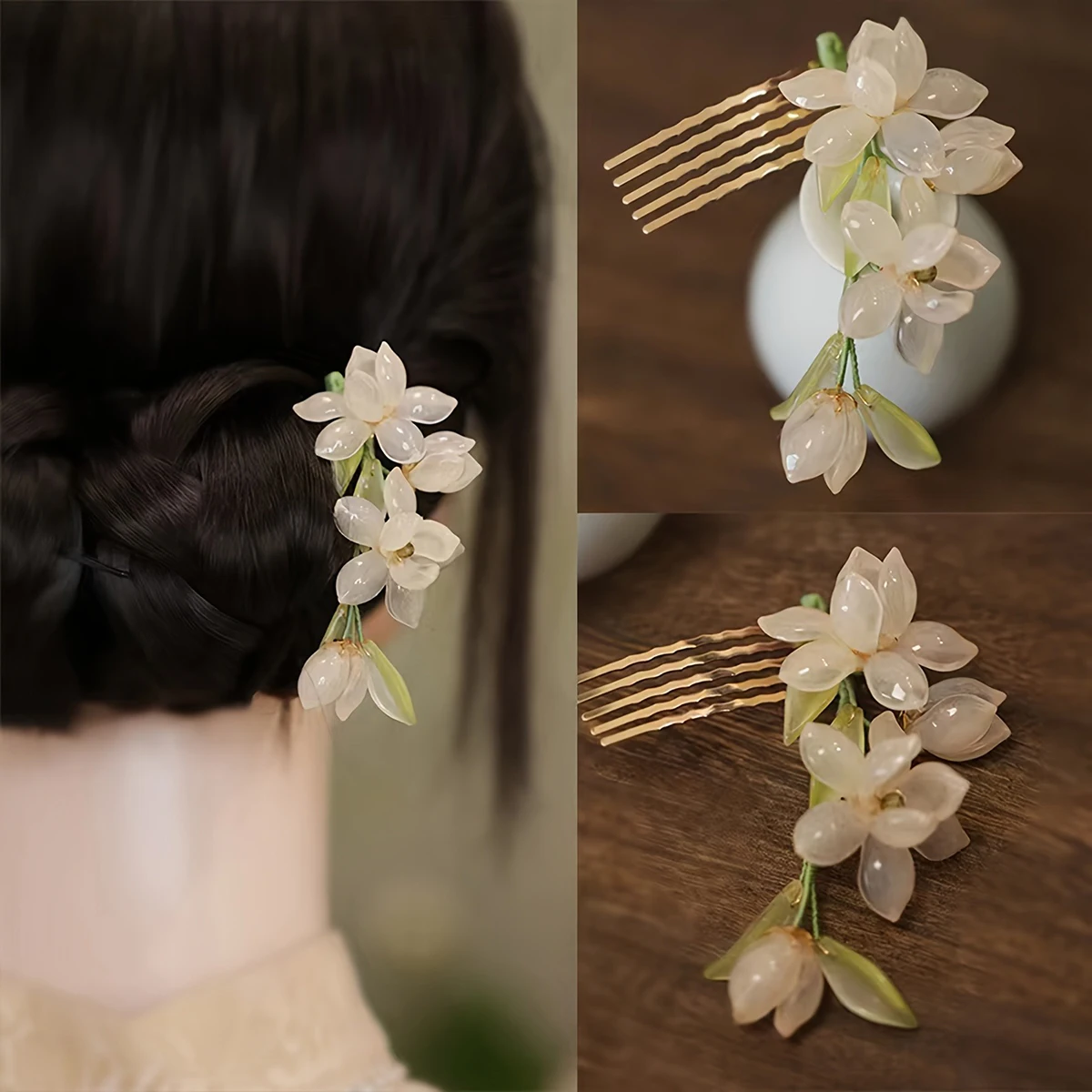 Luxuriöse neue chinesische Stil Jade Orchidee Haarnadel alten Stil Cheongsam Hanfu Haarnadel Party Bankett tägliche Dressing Zubehör – Detail 1