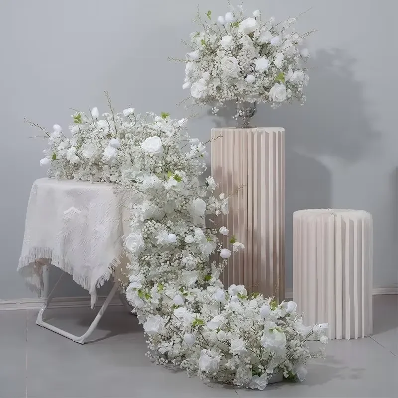 Gypsy Style Artificial Flower Set Wedding Stage Background Decor Floral Ball Arch Table Centerpiece Aisle Decoration New New
