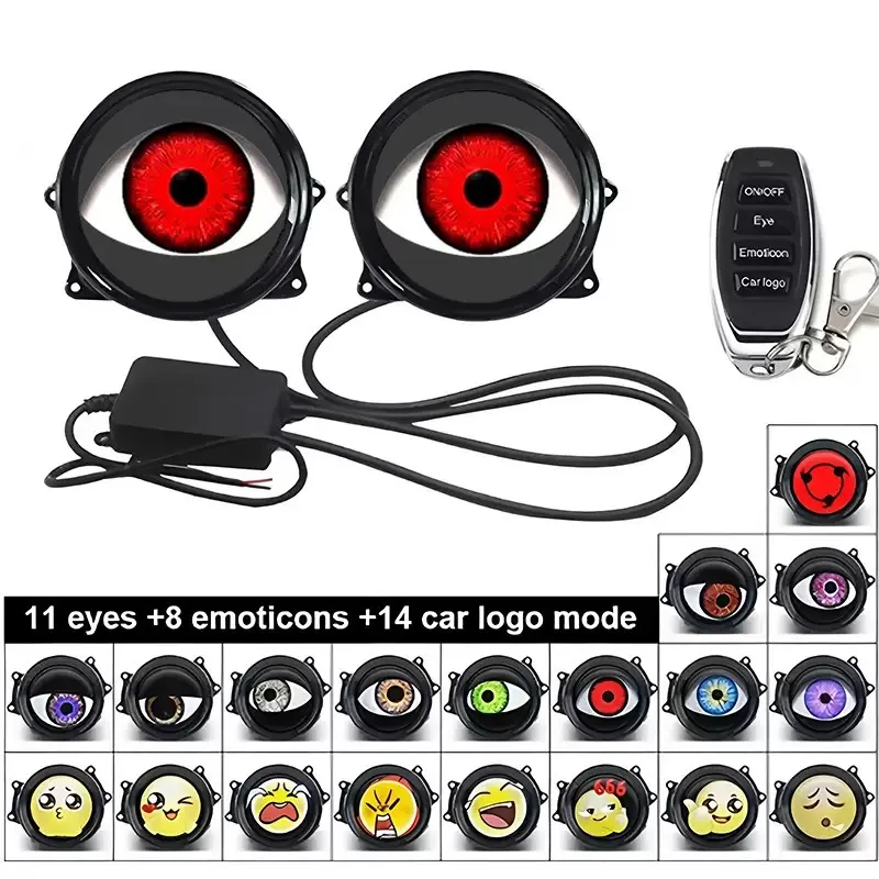 3 inch dynamische LED-autokoplampen, 3D 'duiveloog'-LED-autolamp, complete koplampunit, gemodificeerde 'arendoog'-lamp, auto-accessoire, 6/33 modus.