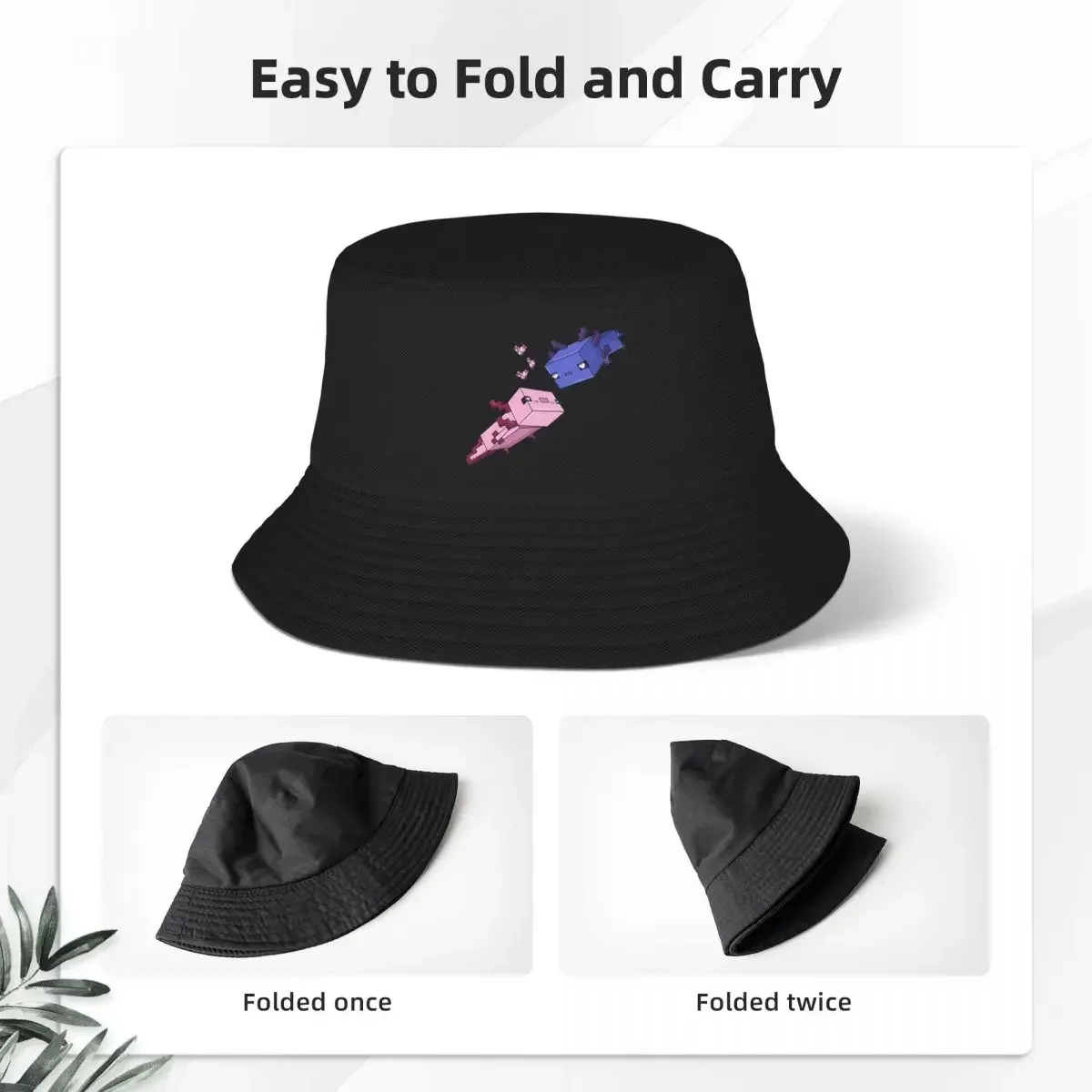 Axolotl Valentines Bucket Hat Panama For Man Woman Bob Hats Outdoor Fisherman Hats Summer Beach Fishing Unisex Caps