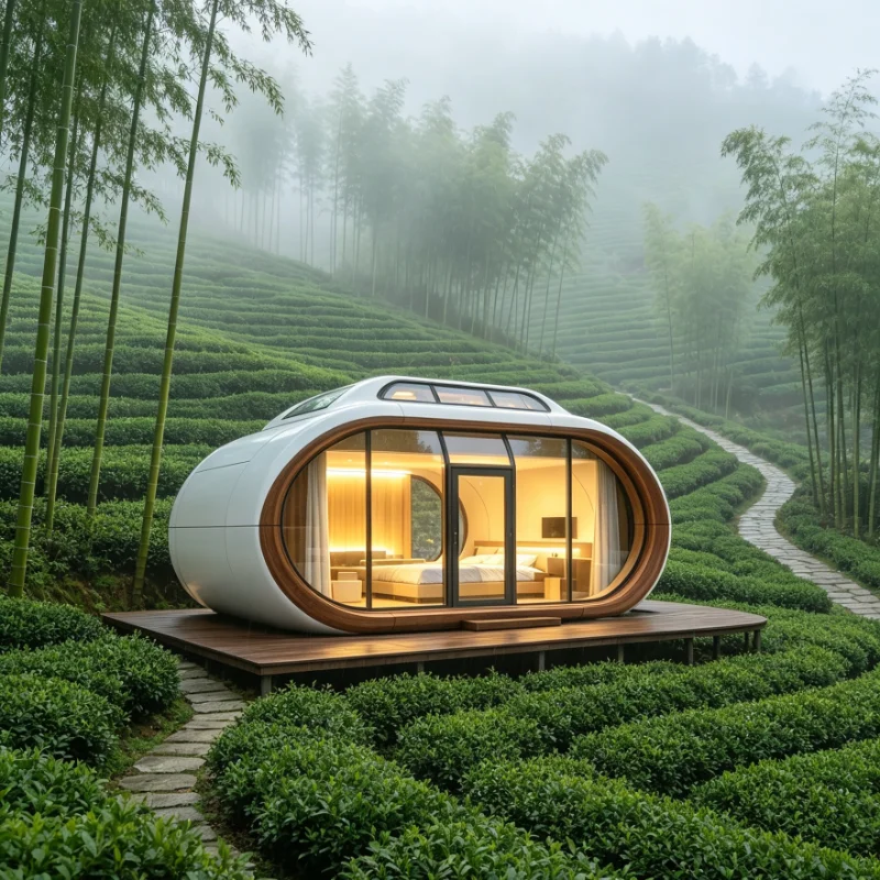 Customized Smart Capsule Home Prefab Modular Modern Style Durable Material Ventilation System Foundation Free