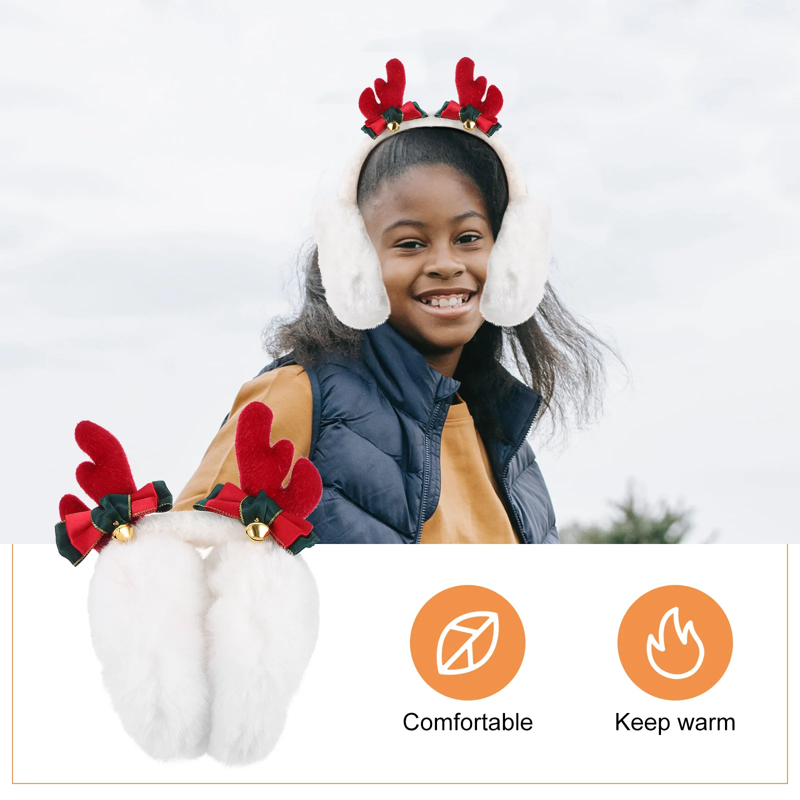الأطفال الدافئة غطاء للأذنين لطيف قرن الوعل تصميم عيد الميلاد الأذن دفئا لينة مريحة الاطفال الشتاء أغطية الرأس واقية غطاء للأذن