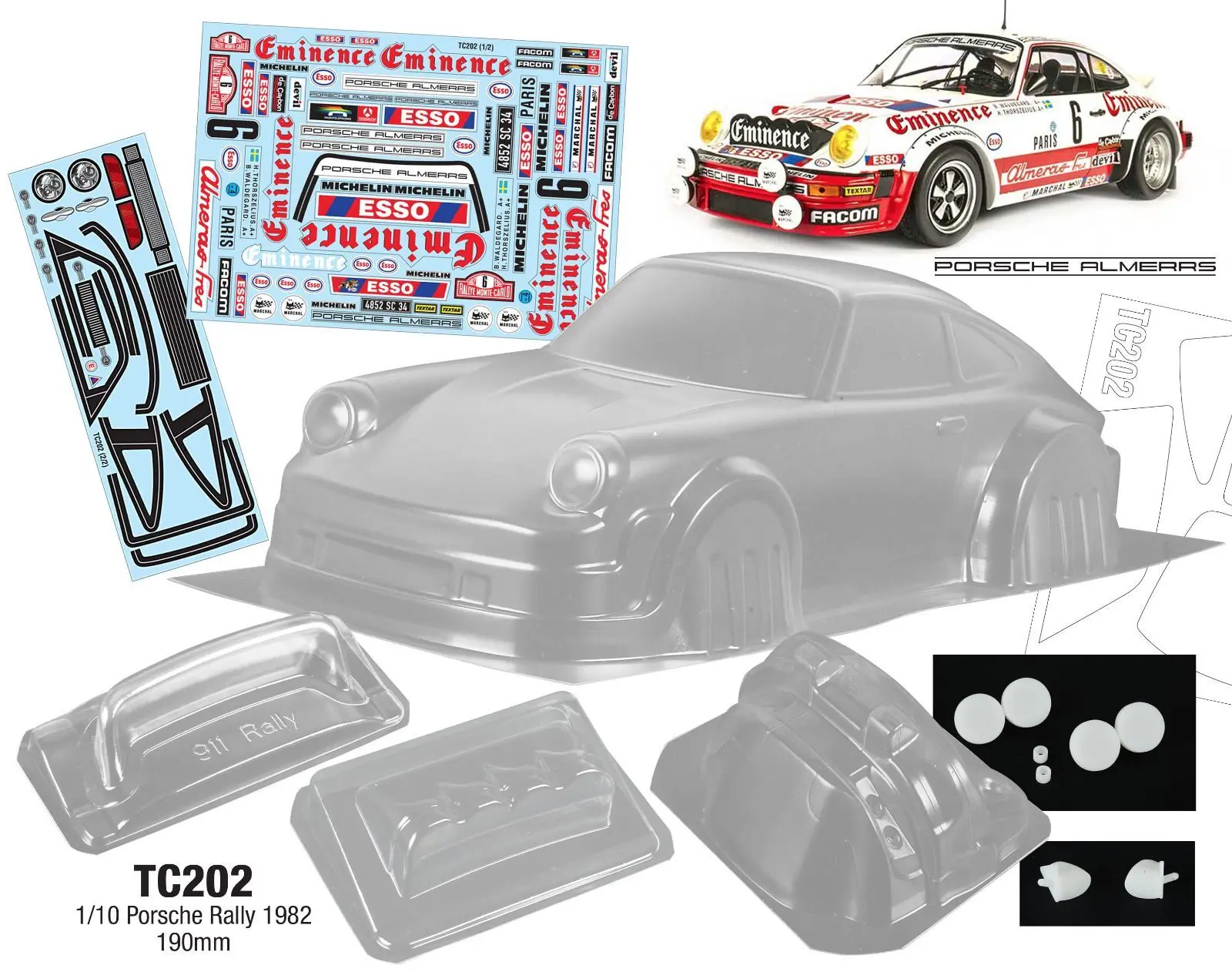 High quality 1982 911 Rally1/10 drift RC PC body shell lampshade 190mm width drift body shell RC hsp hpi trax Tamiya