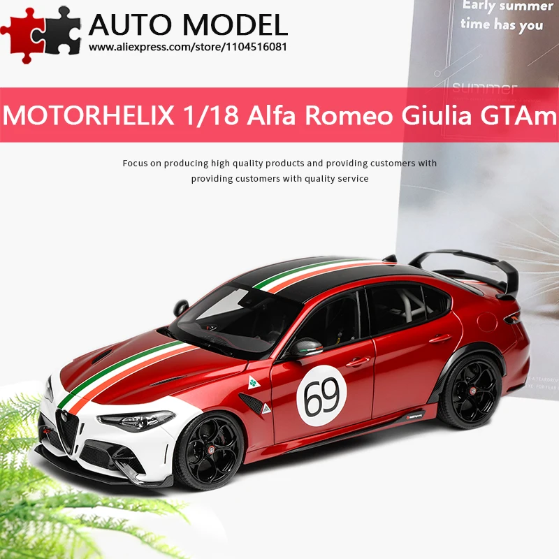 

Коллекционная модель автомобиля Alfa Romeo Giulia Racing Edition, лимитированная серия, масштаб 1:18, Motorhelix, литая под давлением, металлическая, подарок, украшение, игрушка для взрослых