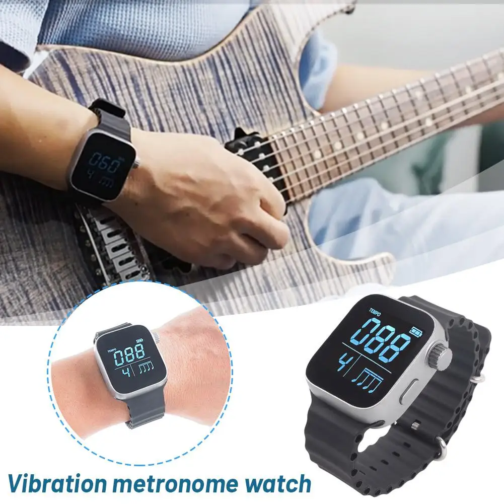 Wearable Metronome Vibrating Metronome Multi-Function Music Instruments Metronome Adjustable Strap Metronome Watch For Spor O8Q0