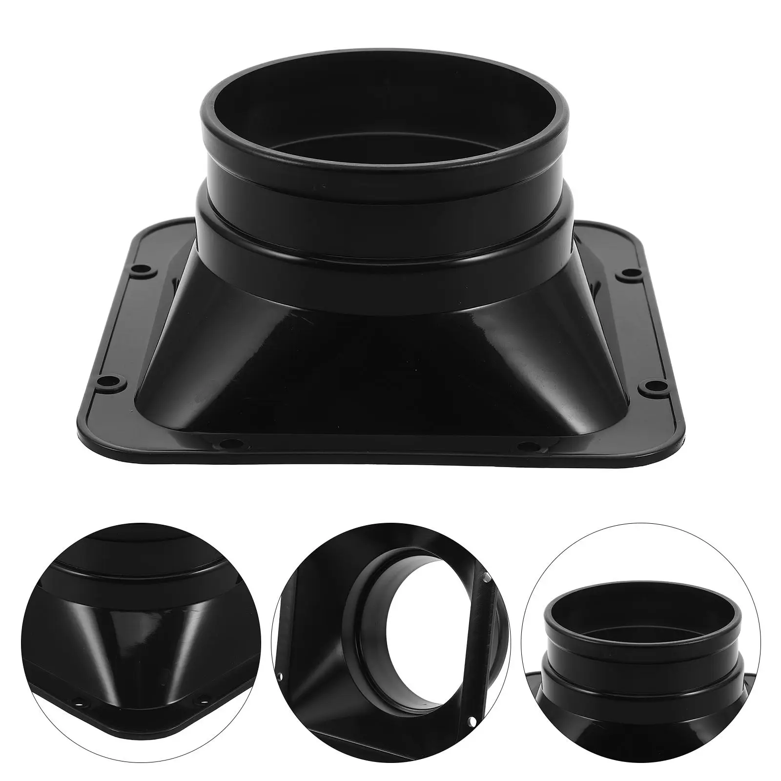 Air Vent Transition Adapter Square to Round Hvac Duct Flange Dryer Vent Wall Plate 4 Inch Seamless Ductwork Connector Fresh Air