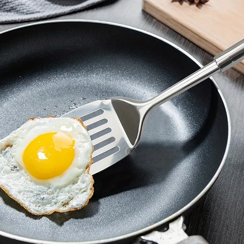 1 قطع الفولاذ المقاوم للصدأ مشقوق تيرنر المطبخ الطبخ ملعقة ساوت ستيك برغر زبدة أداة المطبخ أدوات المائدة في الهواء الطلق #3