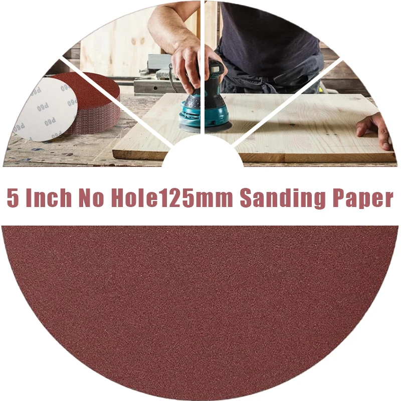

5 дюймов без отверстия 125 мм 50 шт. наждачная бумага деревообрабатывающий шлифовальный диск по металлу абразивный полировальный инструмент 40-2000 шлифовальные диски