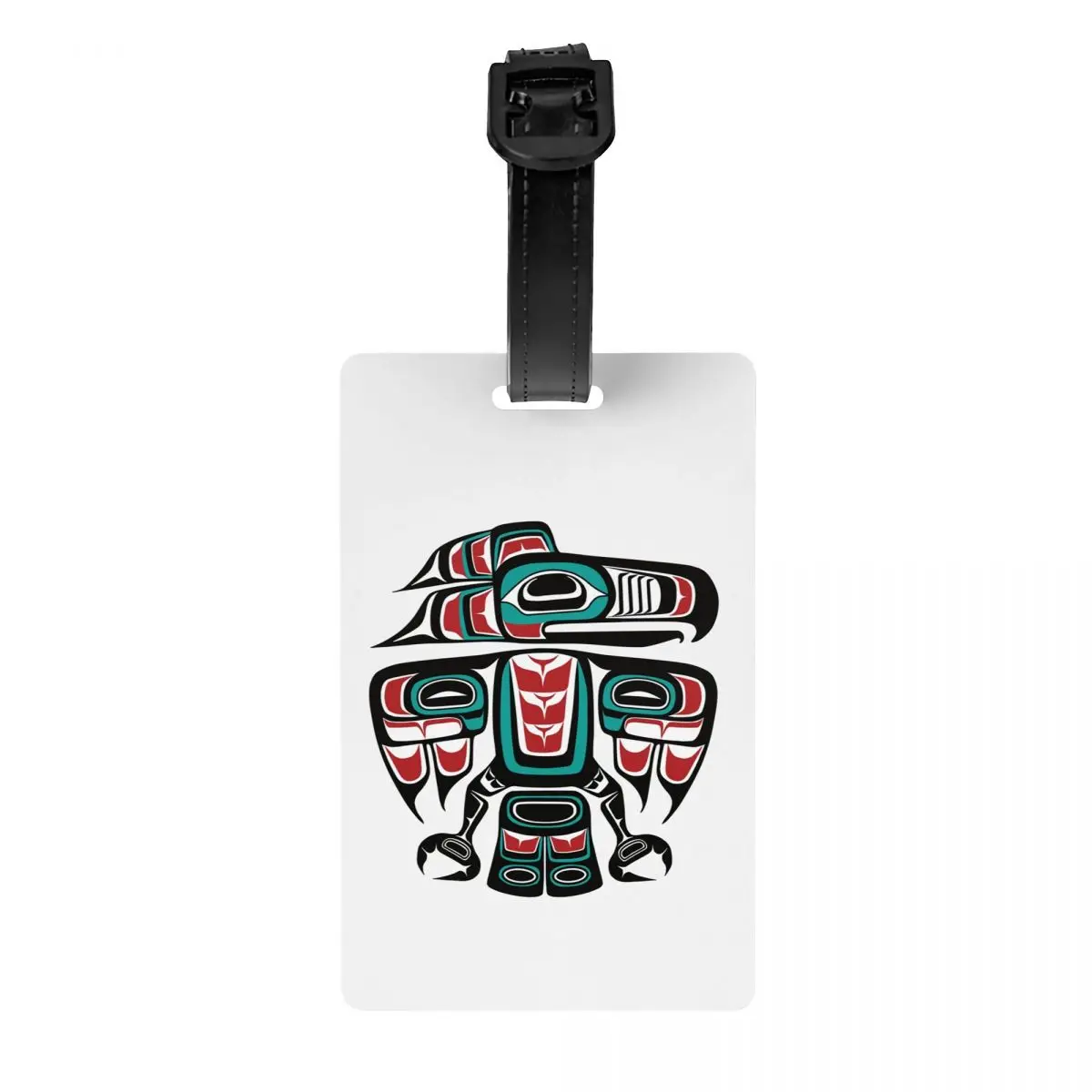 

Custom Pacific Northwest Coast Native American Haida Tlingit Raven Luggage Tag Privacy Cover ID Label for Travel Bag Suitcase