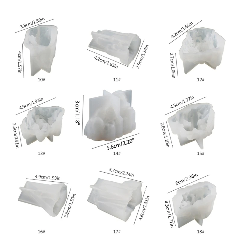 18 Styles Ice Cluster Ornament Diy Epoxy Crystal Cluster Mould Rockery Stone Ice Crystal Pillar Silicone Mould