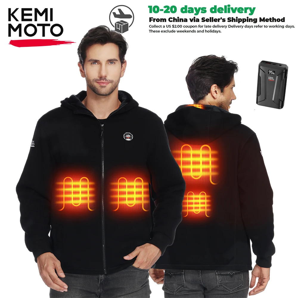 

KEMIMOTO Winter Hoodie Men Women Heated Warm Jacket Heating with 20000mAh Battery Motorcycle Riding Skiing Hiking Outdoor Sports