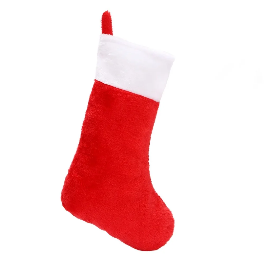 42cm Plush Christmas Socks Red&white Mantelpiece Deco Personalized Gift Bag Classic Large Capacity for 2pcs/set