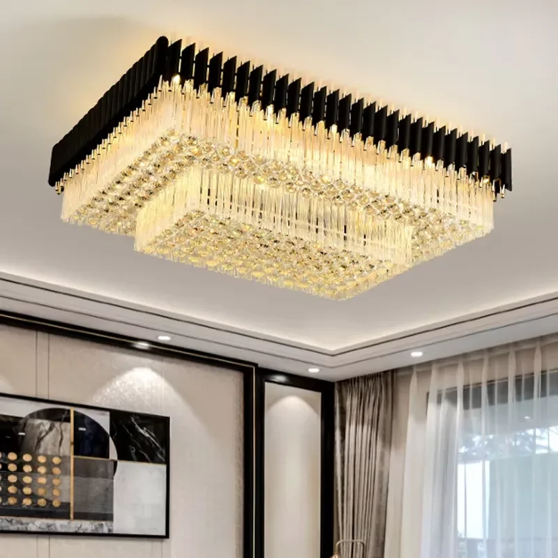 Modern Crystal Chandelier Ceiling Light Round Square Rectangle LED Lamp for Living Room Bedroom Home Decor Lighting Fixture
