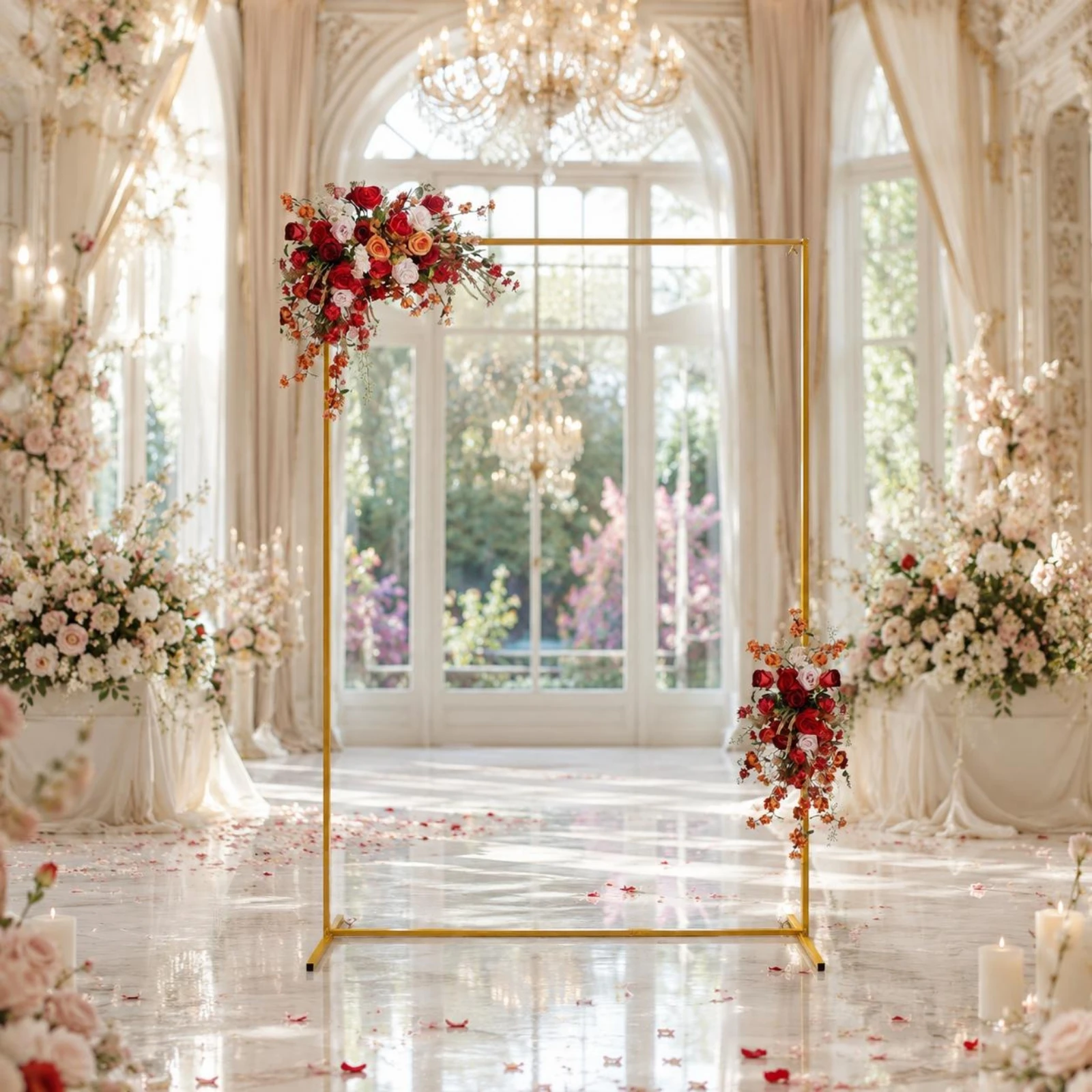 ซุ้มโค้งสีทองแบบตั้งพื้น ซุ้มโ - Wedding Support บทวิจารณ์และราคา