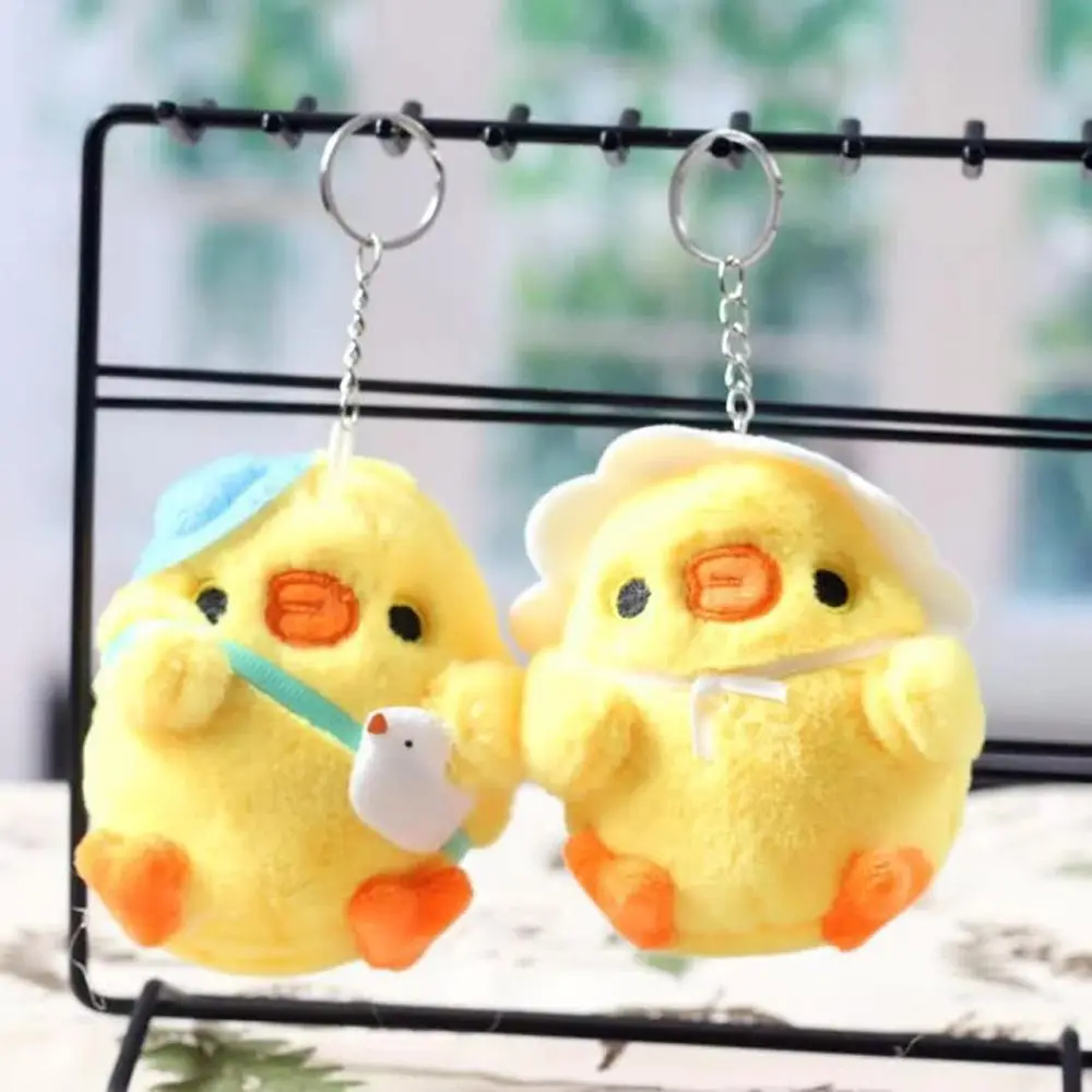 Key Chain Hanging Christmas Gifts Schoolbag Pendant Little Yellow Chicken Pendant Chicken Plush Toy Keyring Plush Keychain