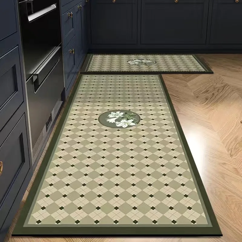 New retro diatom mud floor mat, water-absorbent and oil-proof kitchen strip foot mat, entry door, shoe cabinet, carpet