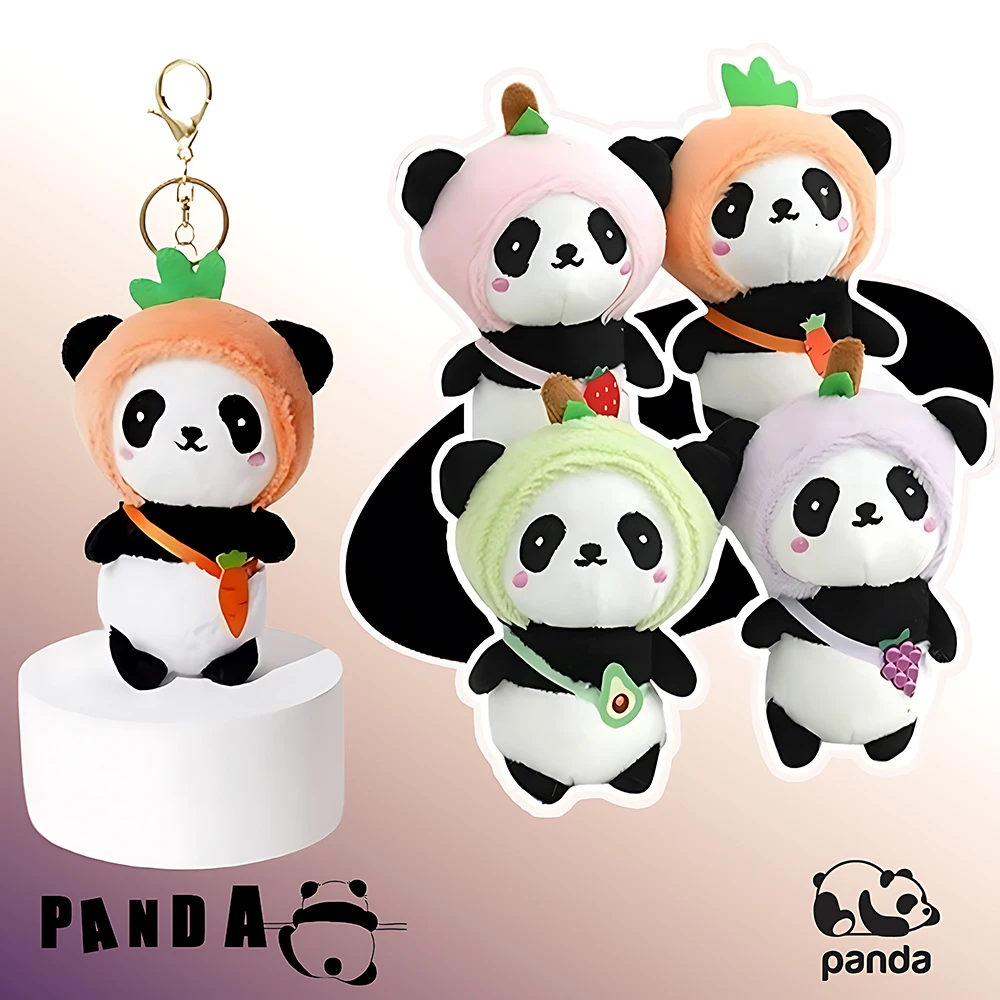 

1-30PCS Plush Panda Keychain Cute Cartoon Fruit Panda Doll Keychain Pendant Doll Bag Charm Plush Toy Keychain Doll Small Gift