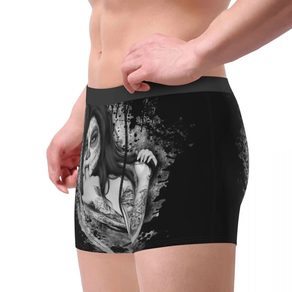 Men Sugar Skull Boxer Shorts Panties Polyester Underwear Day of the Dead Homme Sexy Plus Size Underpants