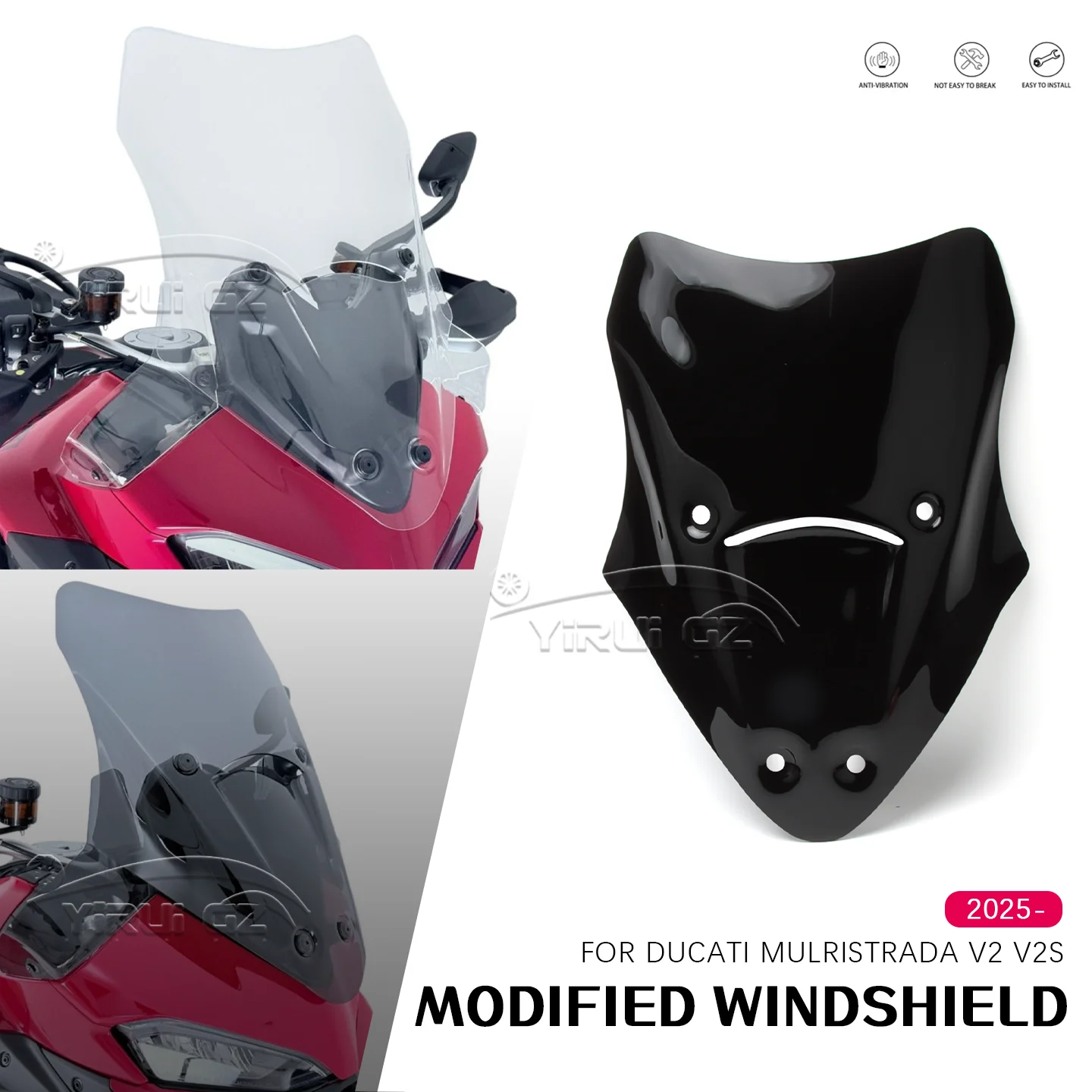 

Accessories Motorcycle Front Windscreen Windshield Touring Wind Deflectors For Ducati Mulristrada v2 v2s Mulristrada v2 v2s 2025