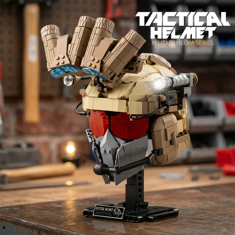 New 904PCS Military Tactical Helmet Building Block Model Ornament DIY Bricks Toys Gift For Children Desk Home Decoration