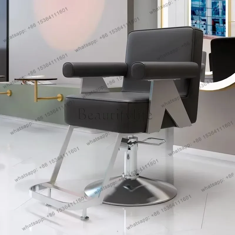 LSSquare Mat Personalized Barber Chair Beauty Professional Fashionable Armrest Chair Swivel Advanced Cadeira Salon Furniture