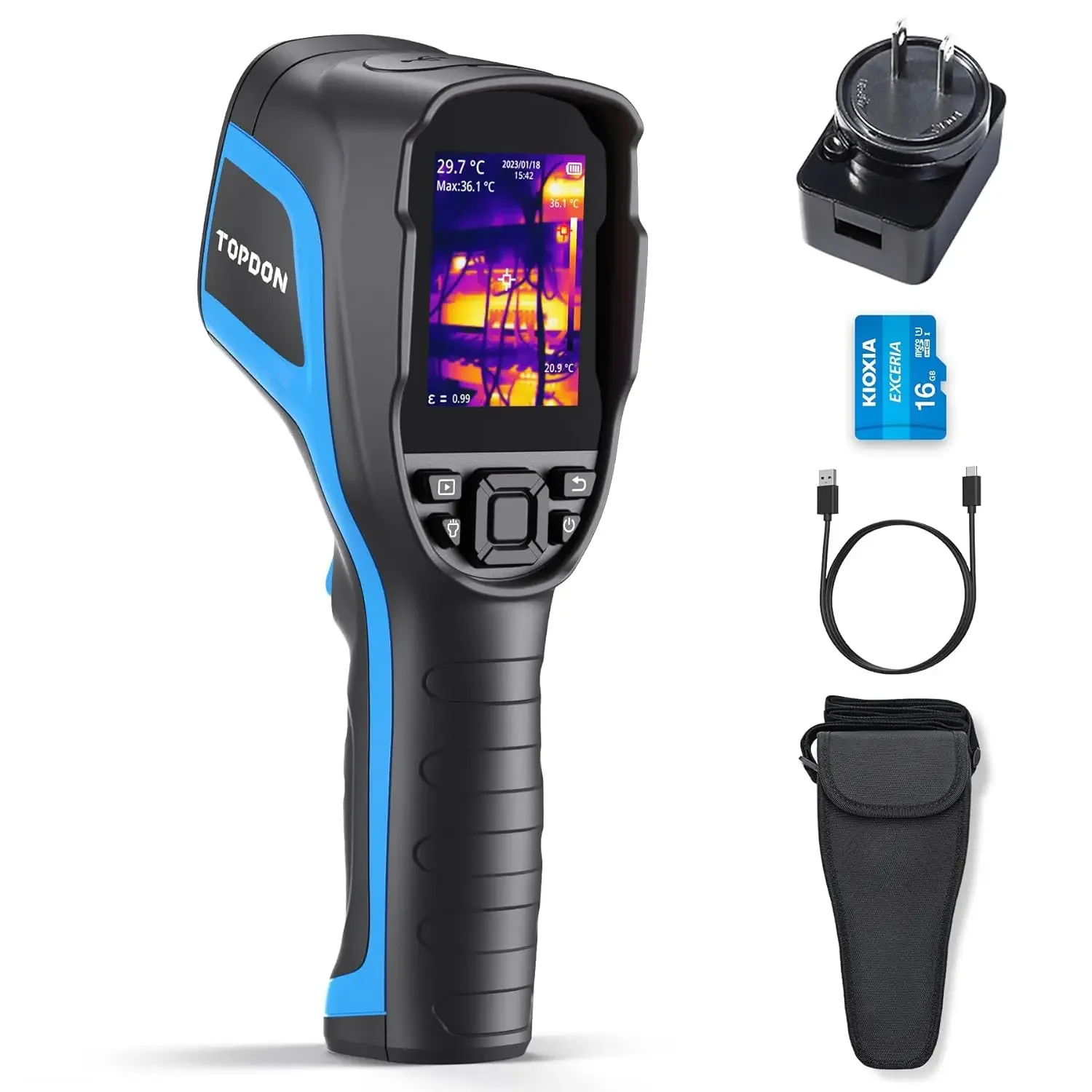 TC004 Thermal Imaging Camera, 256 x 192 IR High Resolution 12-Hour Battery Life Handheld Infrared Camera with PC Analysis