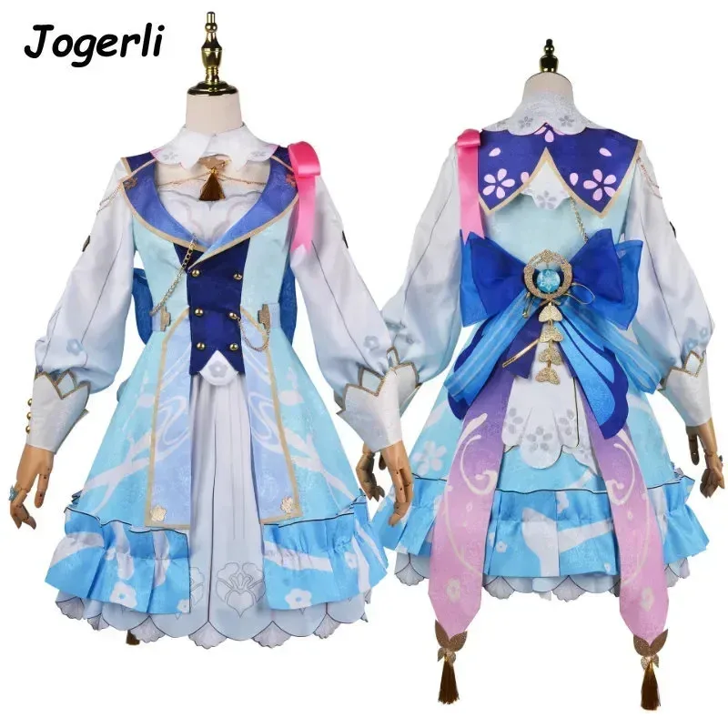 Jogerli Genshin Impact Kamisato Ayaka, disfraz de Cosplay, juego de rol, Springbloom, Missive, Stock listo, peluca, vestido, trajes de mujer