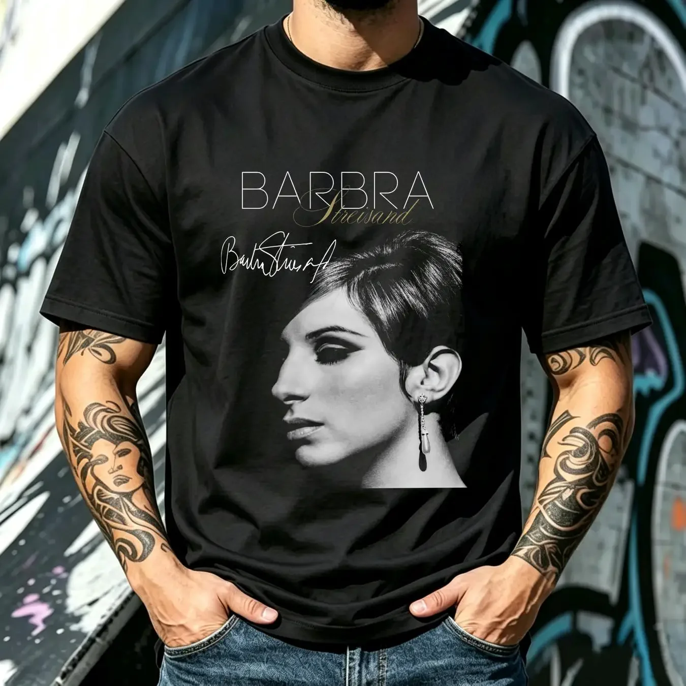 washed T Shirt NEW BARBRA STREISAND 40th Anniversary Black All Size FA1537 vintage Washed fashion Casual homme Soft Breathable