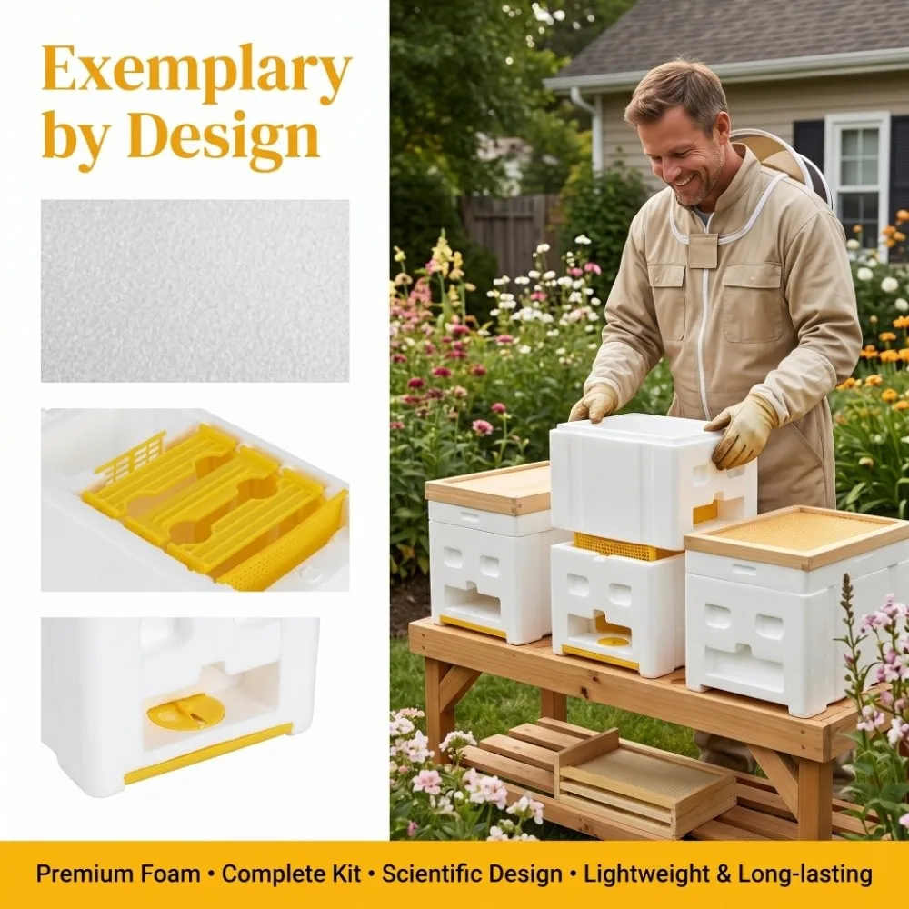 Foam Material Queen Bee Mating Box Plastic Frames Lightweight Foam Beehive Kit Insulated Bee Mating Box Breeding Rearing