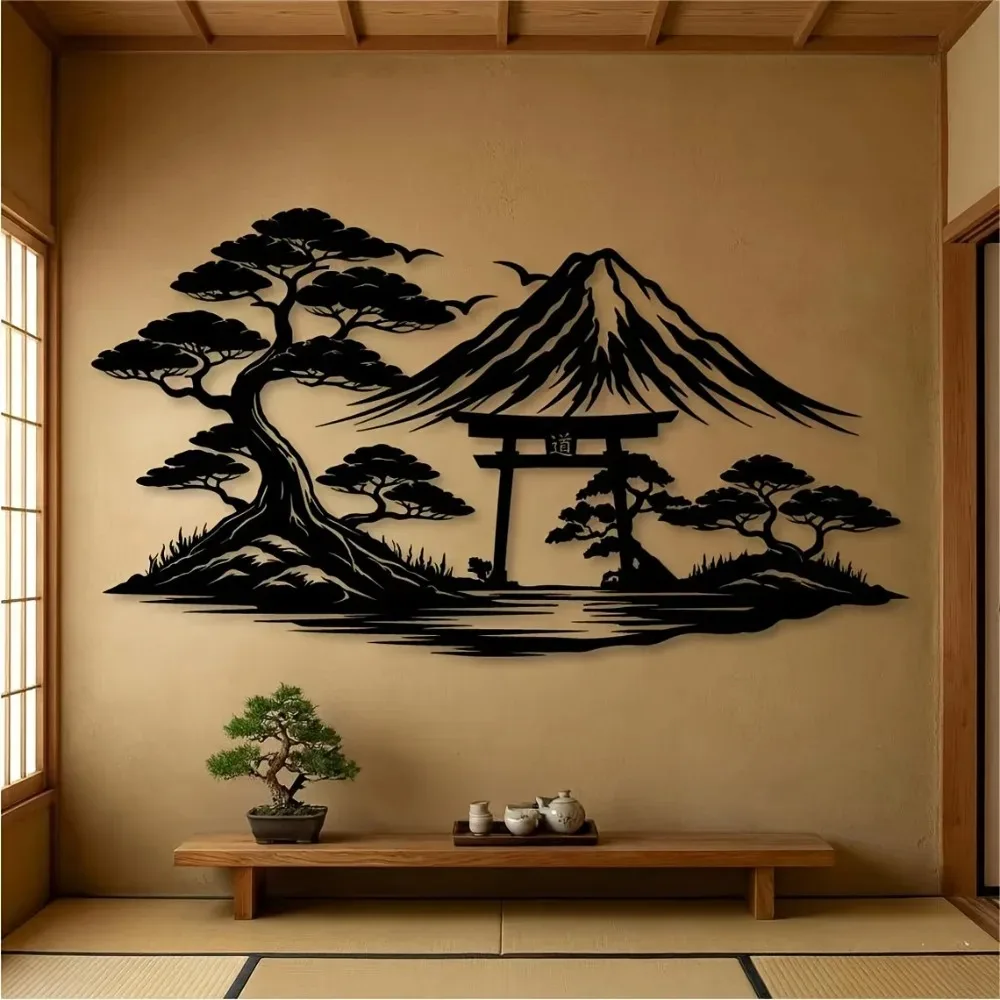 Brand Acrylic Wall Art Mount Fuji Torii Gate Sign Outdoor Garden Yard Decor Home Party Gift